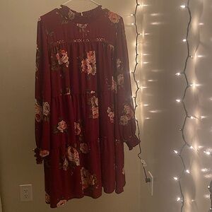 Ophelia Rose | 2X | Maroon and Floral